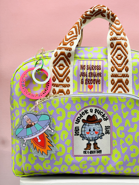 Preview: Kunstleder - Happy Leo - Cherry Picking - flieder - kiwi